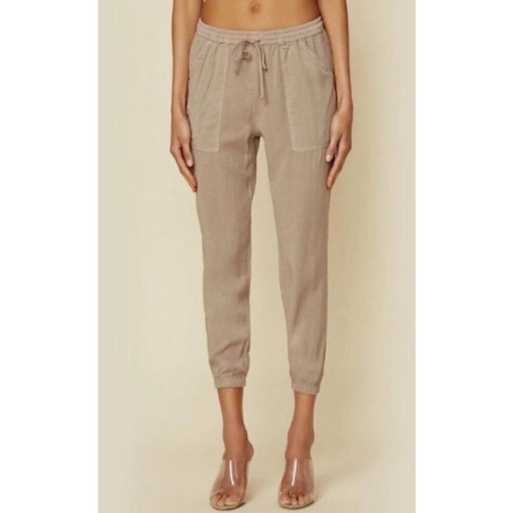 Blue Life Cargo Jogger Pants in Sand Tan S Tencel Rayon Blend